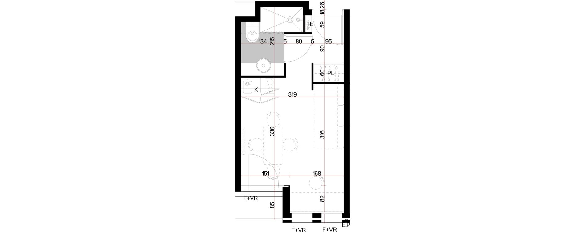 Appartement T1 meubl&eacute; de 18,10 m2 &agrave; Agen Palissy