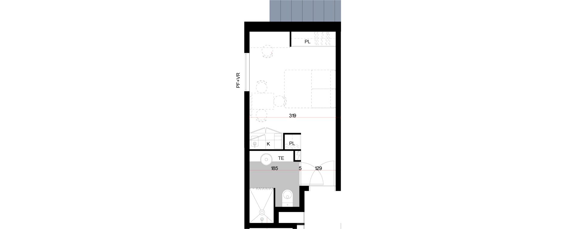 Appartement T1 meubl&eacute; de 20,10 m2 &agrave; Agen Palissy