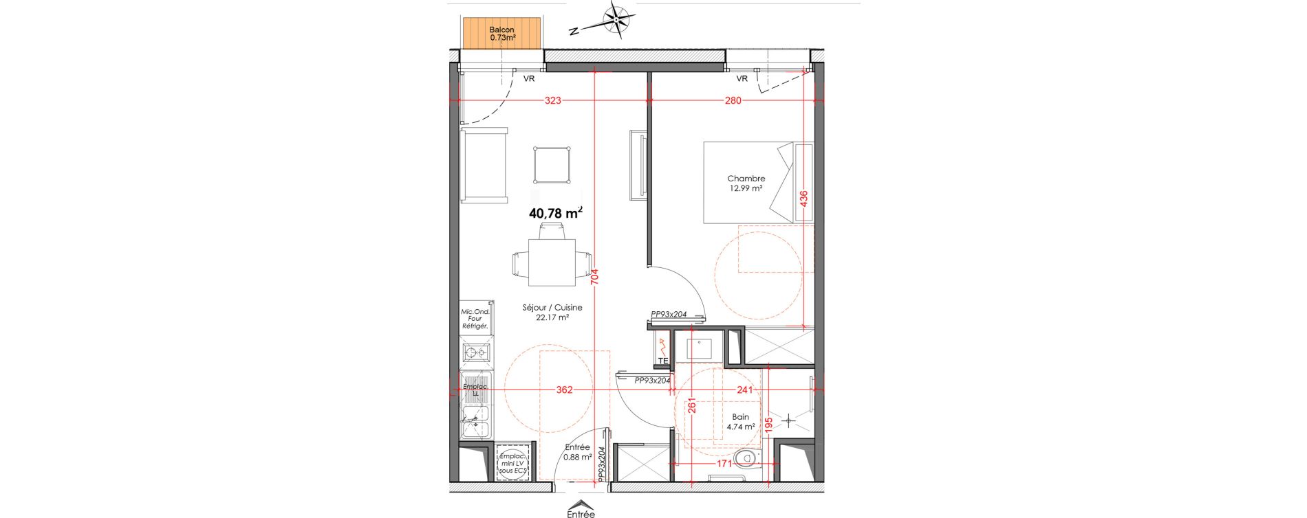 Appartement T2 de 40,78 m2 &agrave; Agen Centre