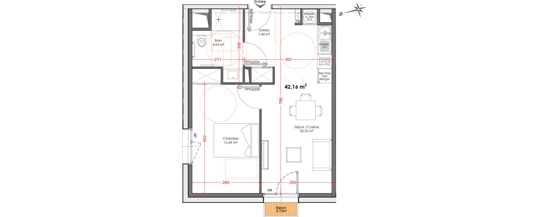 Appartement T2 de 42,16 m2 &agrave; Agen Centre