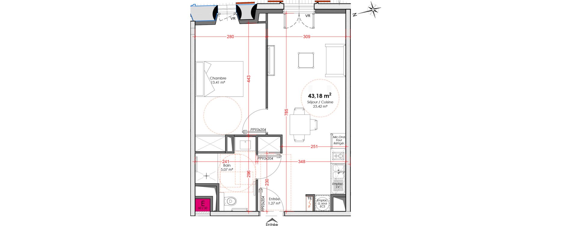 Appartement T2 de 43,18 m2 &agrave; Agen Centre