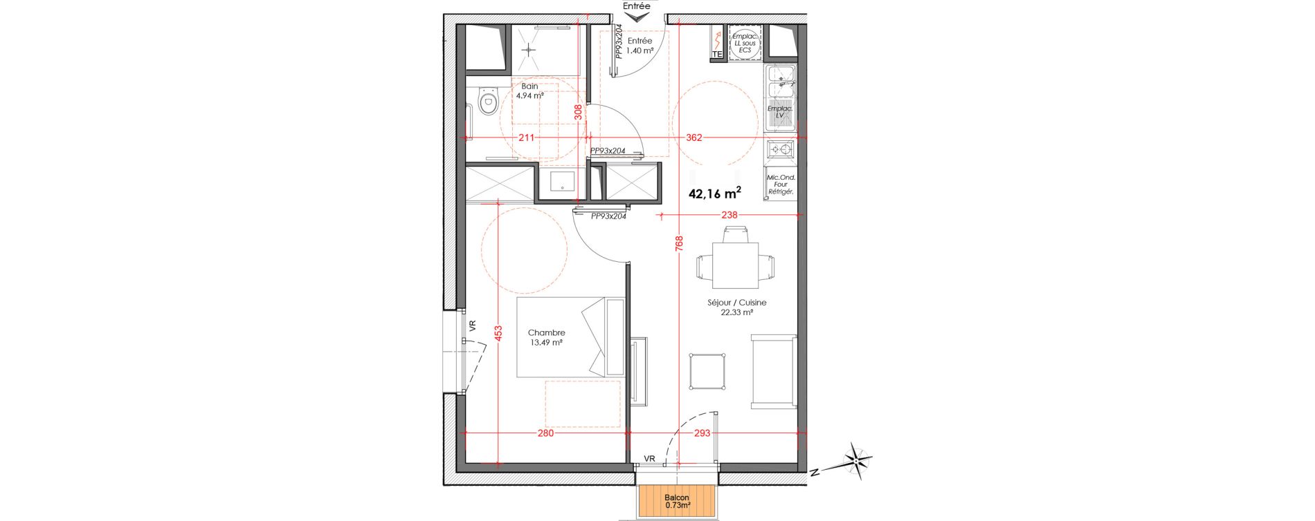 Appartement T2 de 42,16 m2 &agrave; Agen Centre