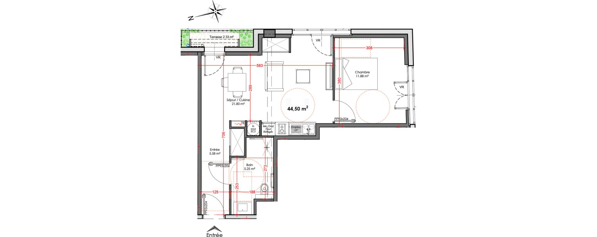 Appartement T2 de 44,50 m2 à Agen Centre