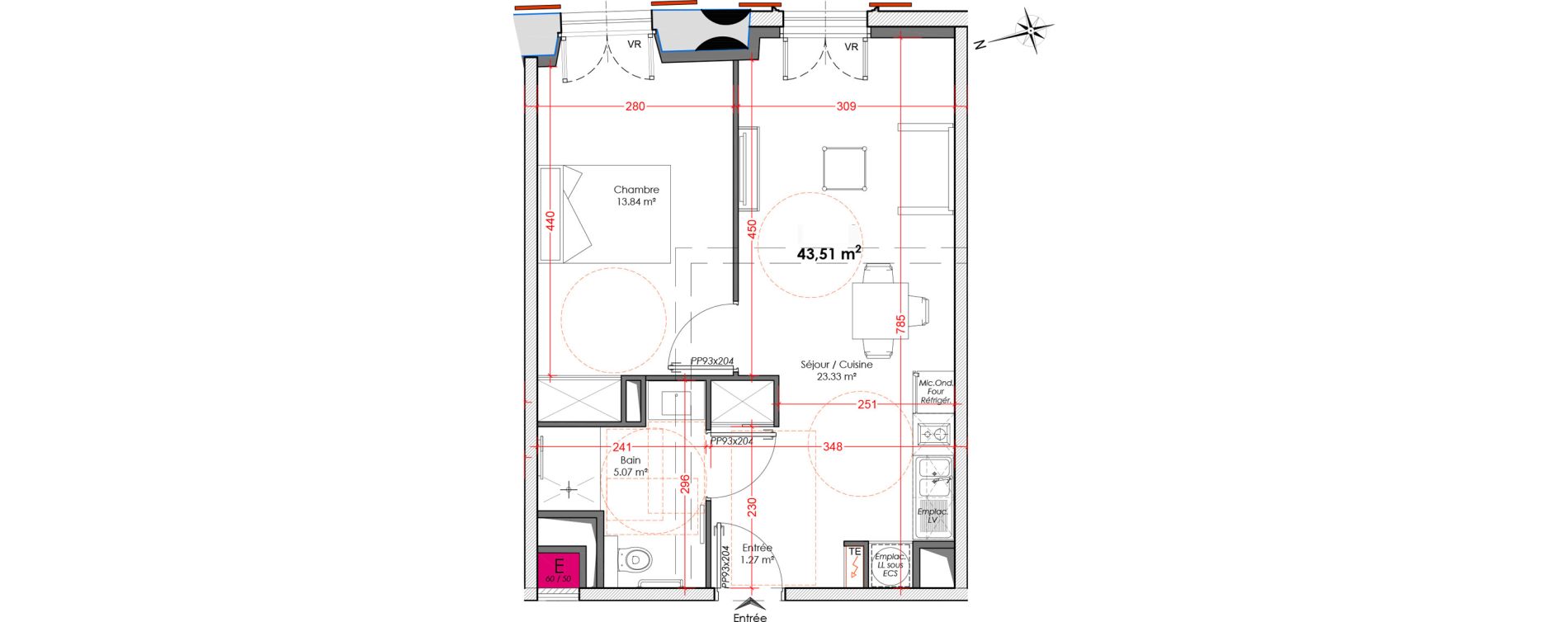 Appartement T2 de 43,51 m2 &agrave; Agen Centre