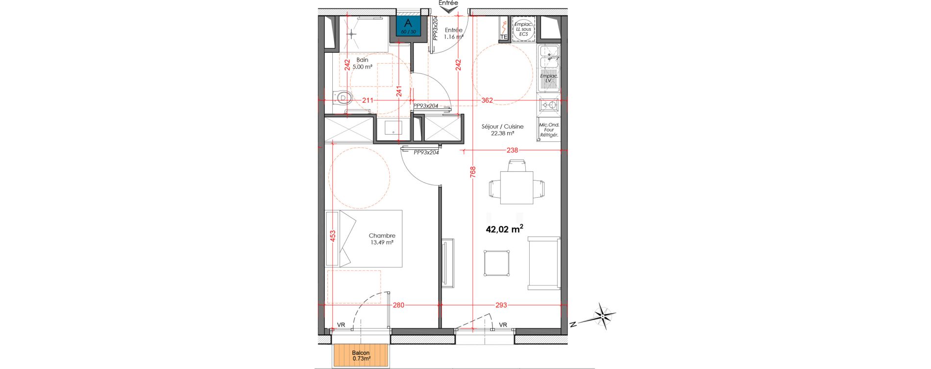 Appartement T2 de 42,02 m2 &agrave; Agen Centre