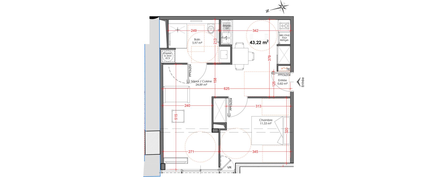 Appartement T2 de 43,22 m2 &agrave; Agen Centre