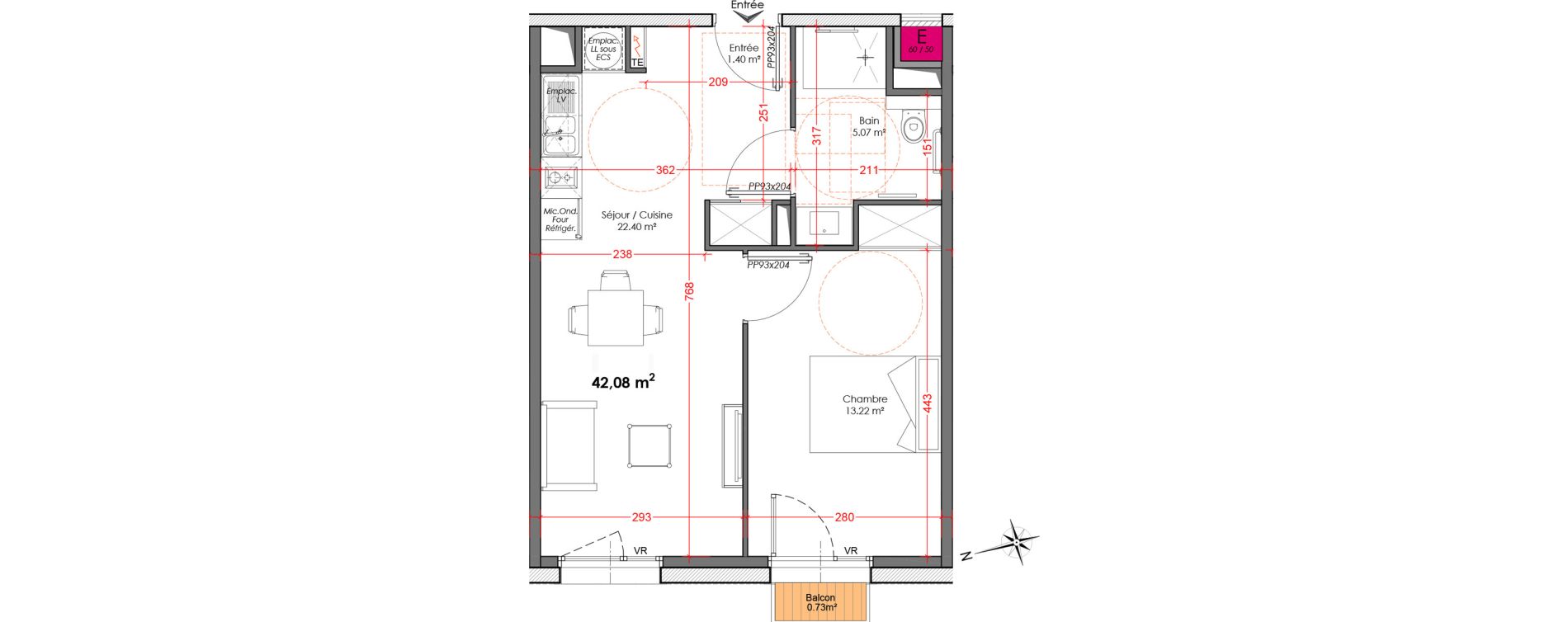 Appartement T2 de 42,08 m2 &agrave; Agen Centre