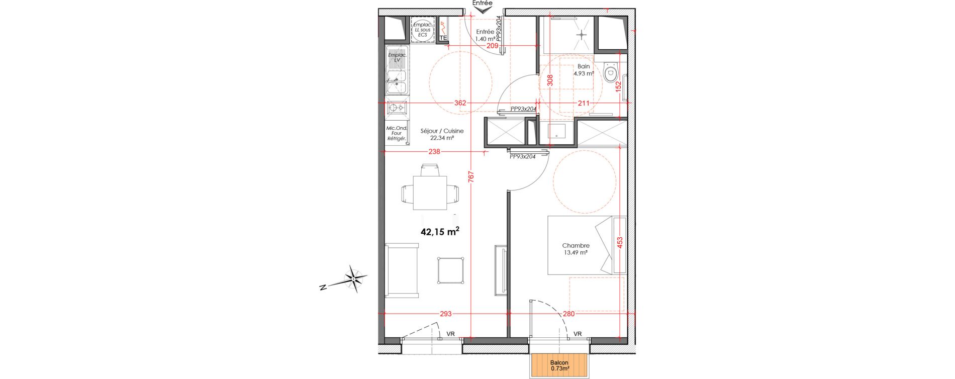 Appartement T2 de 42,15 m2 &agrave; Agen Centre