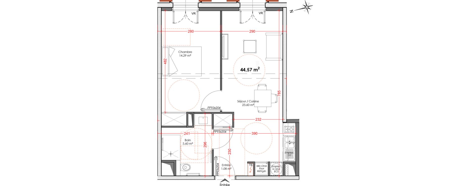 Appartement T2 de 44,57 m2 &agrave; Agen Centre
