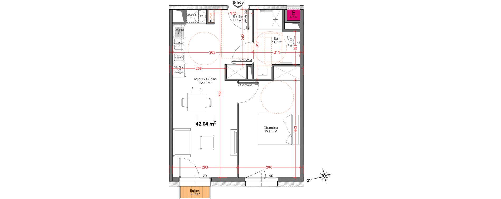 Appartement T2 de 42,04 m2 &agrave; Agen Centre