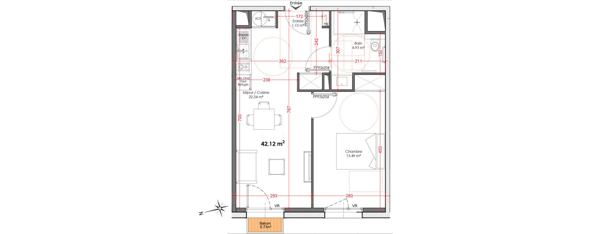 Appartement T2 de 42,12 m2 &agrave; Agen Centre