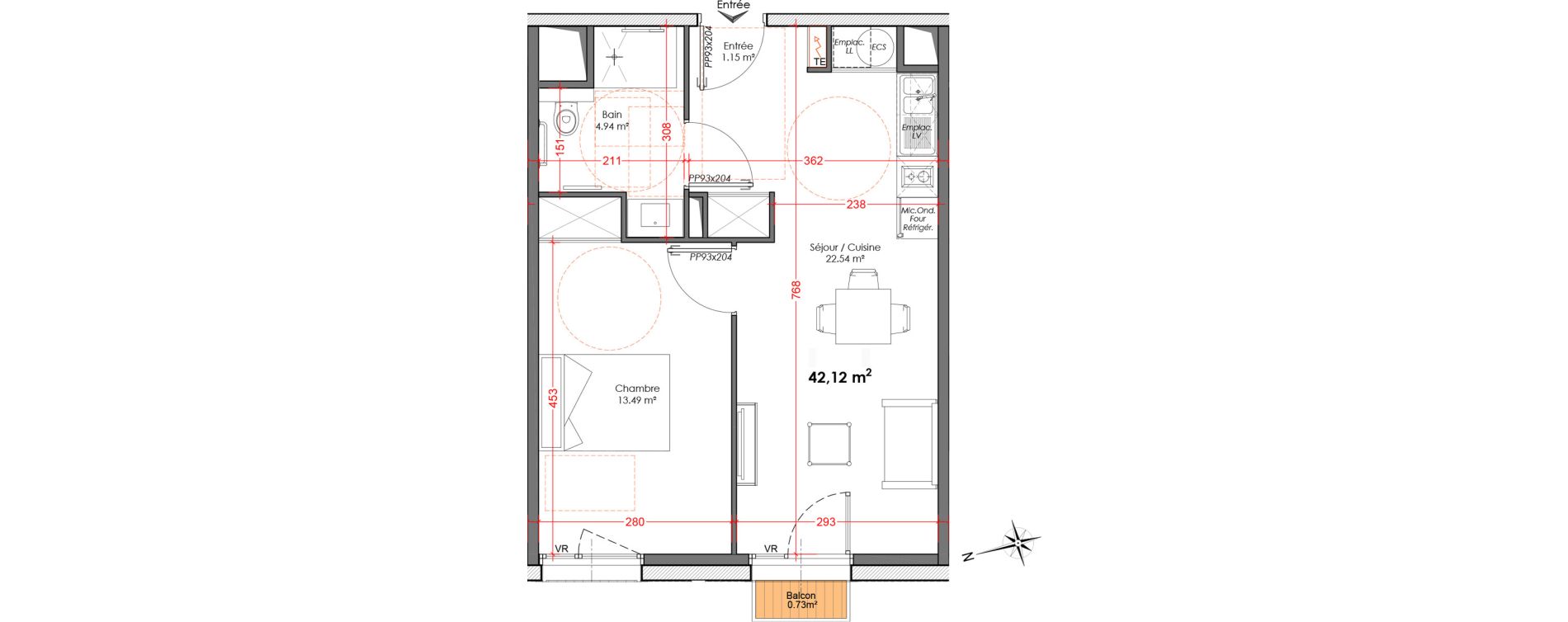 Appartement T2 de 42,12 m2 &agrave; Agen Centre