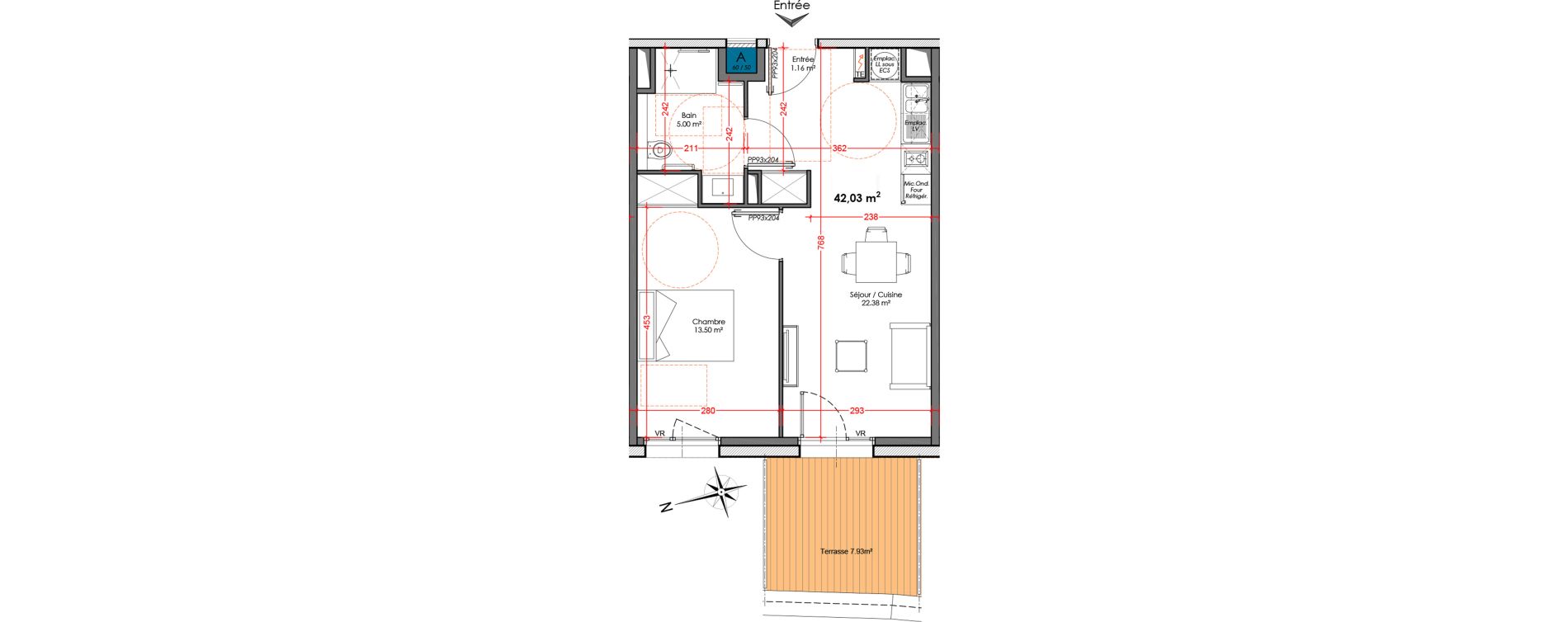 Appartement T2 de 42,03 m2 &agrave; Agen Centre