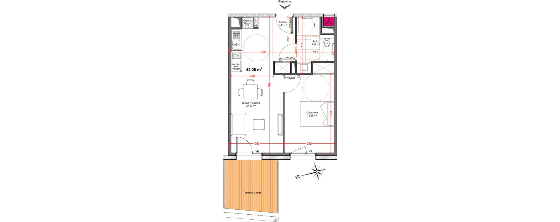 Appartement T2 de 42,08 m2 &agrave; Agen Centre