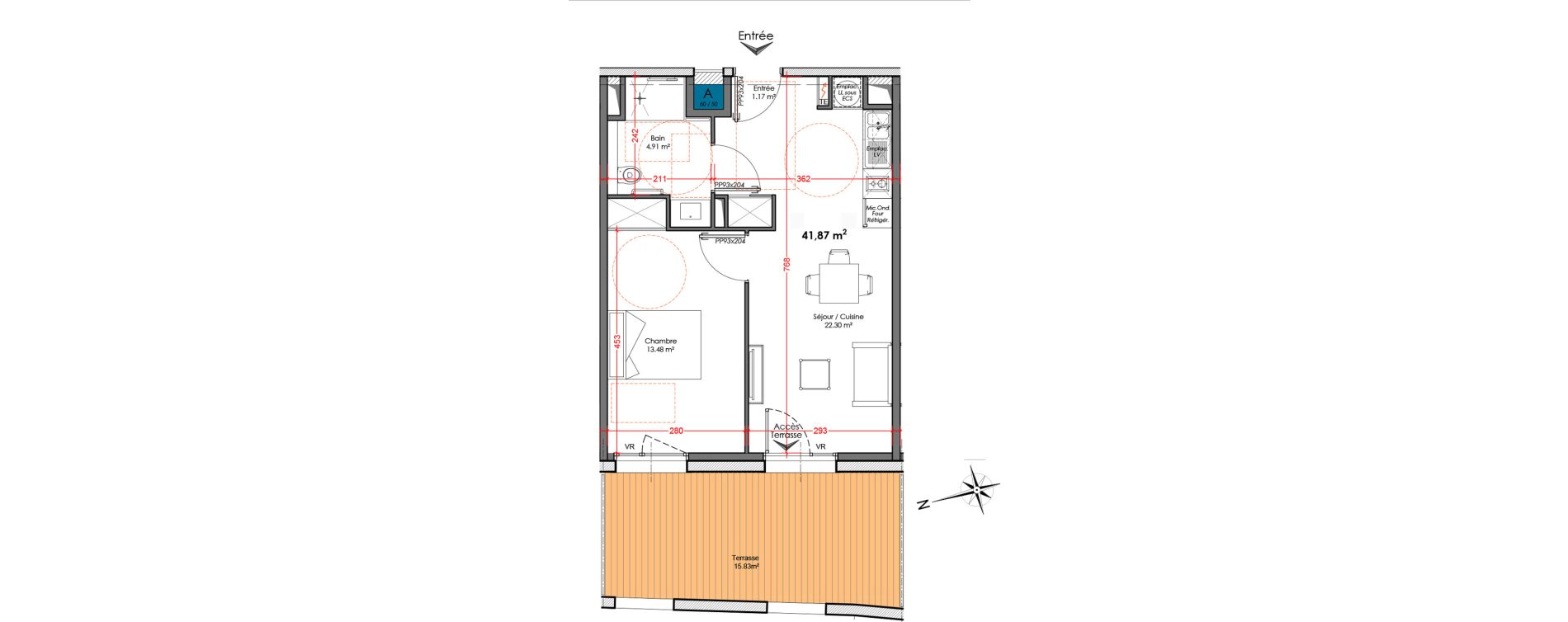 Appartement T2 de 41,87 m2 &agrave; Agen Centre