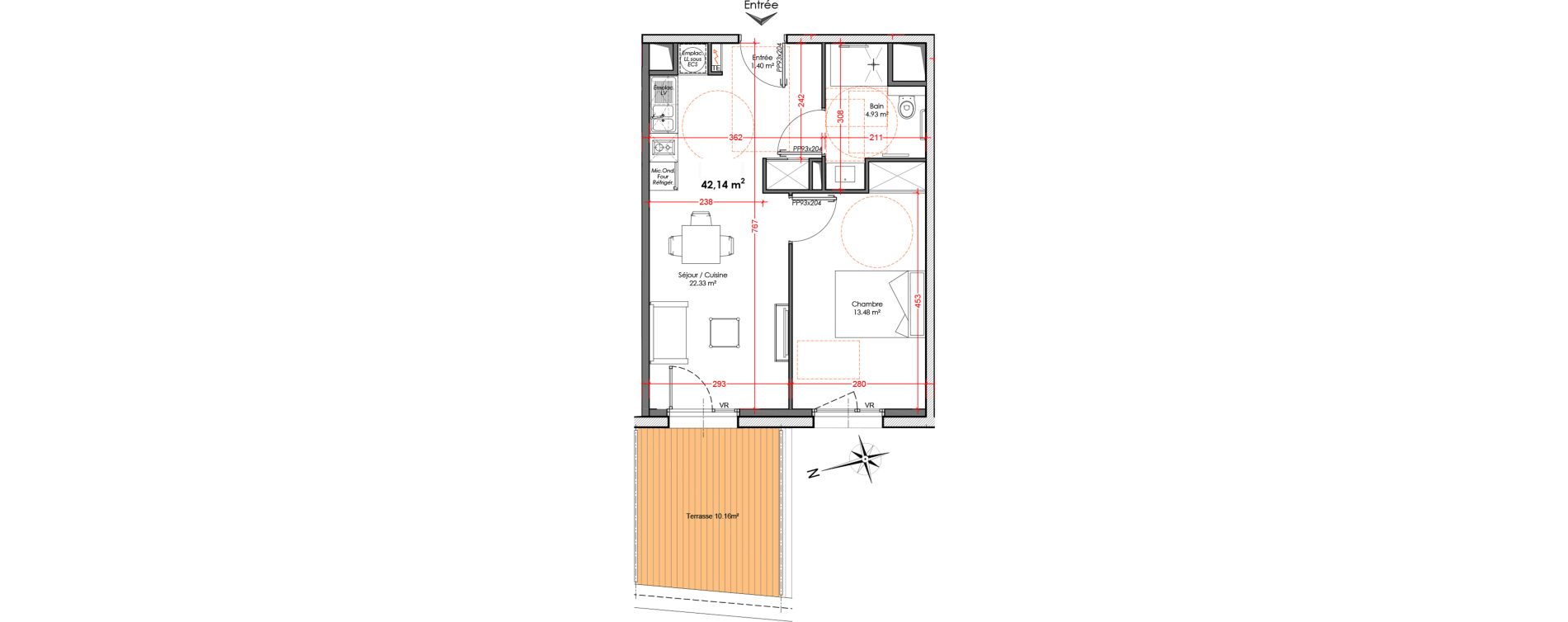 Appartement T2 de 42,14 m2 &agrave; Agen Centre