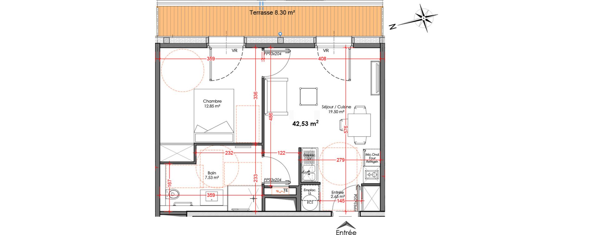 Appartement T2 de 42,53 m2 &agrave; Agen Centre