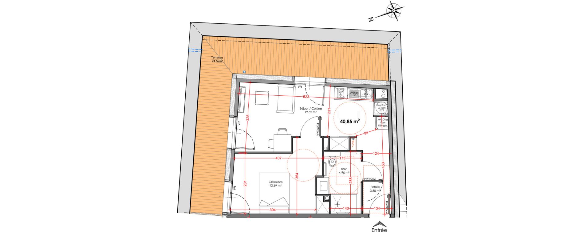 Appartement T2 de 40,85 m2 &agrave; Agen Centre