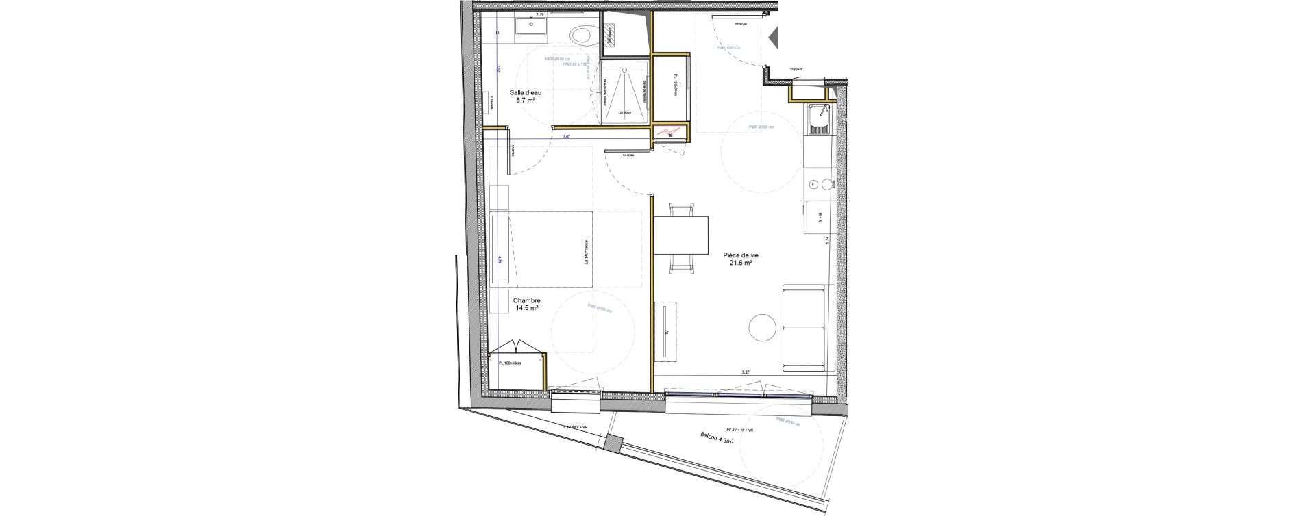 Appartement T2 meubl&eacute; de 41,80 m2 &agrave; Agen Canton sud-est