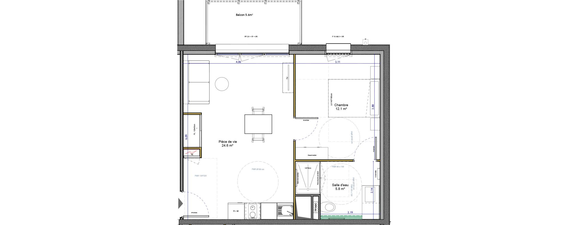 Appartement T2 meubl&eacute; de 42,50 m2 &agrave; Agen Canton sud-est