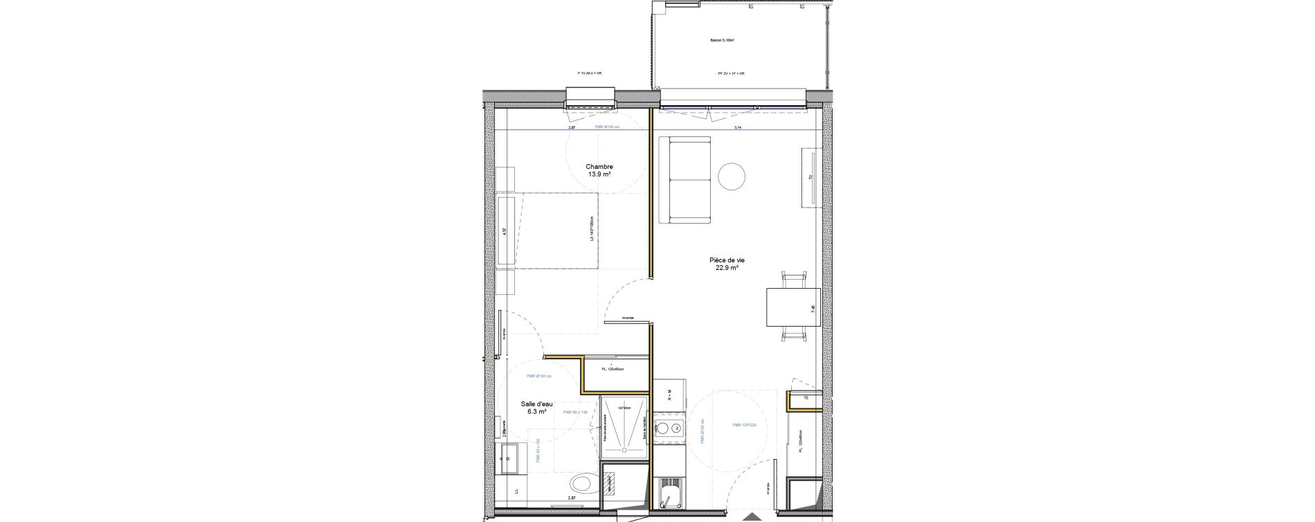 Appartement T2 meubl&eacute; de 43,10 m2 &agrave; Agen Canton sud-est