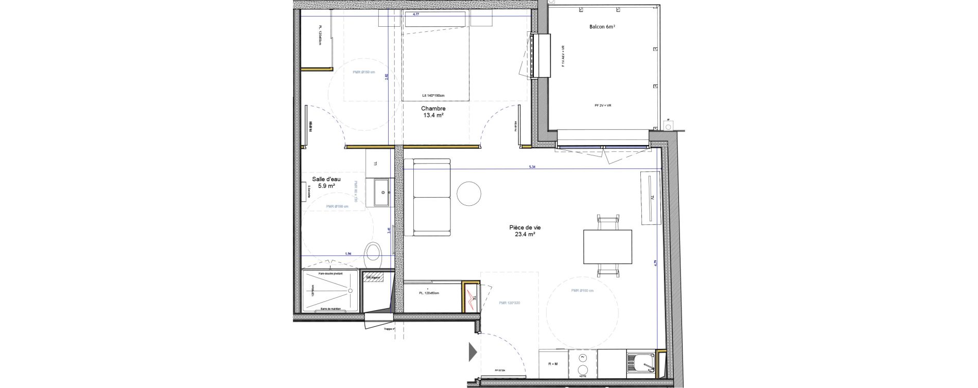 Appartement T2 de 42,80 m2 &agrave; Agen Canton sud-est