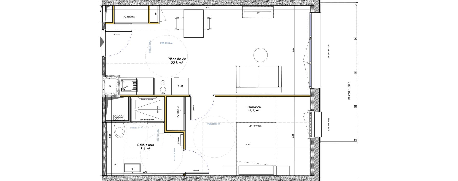 Appartement T2 meubl&eacute; de 42,00 m2 &agrave; Agen Canton sud-est