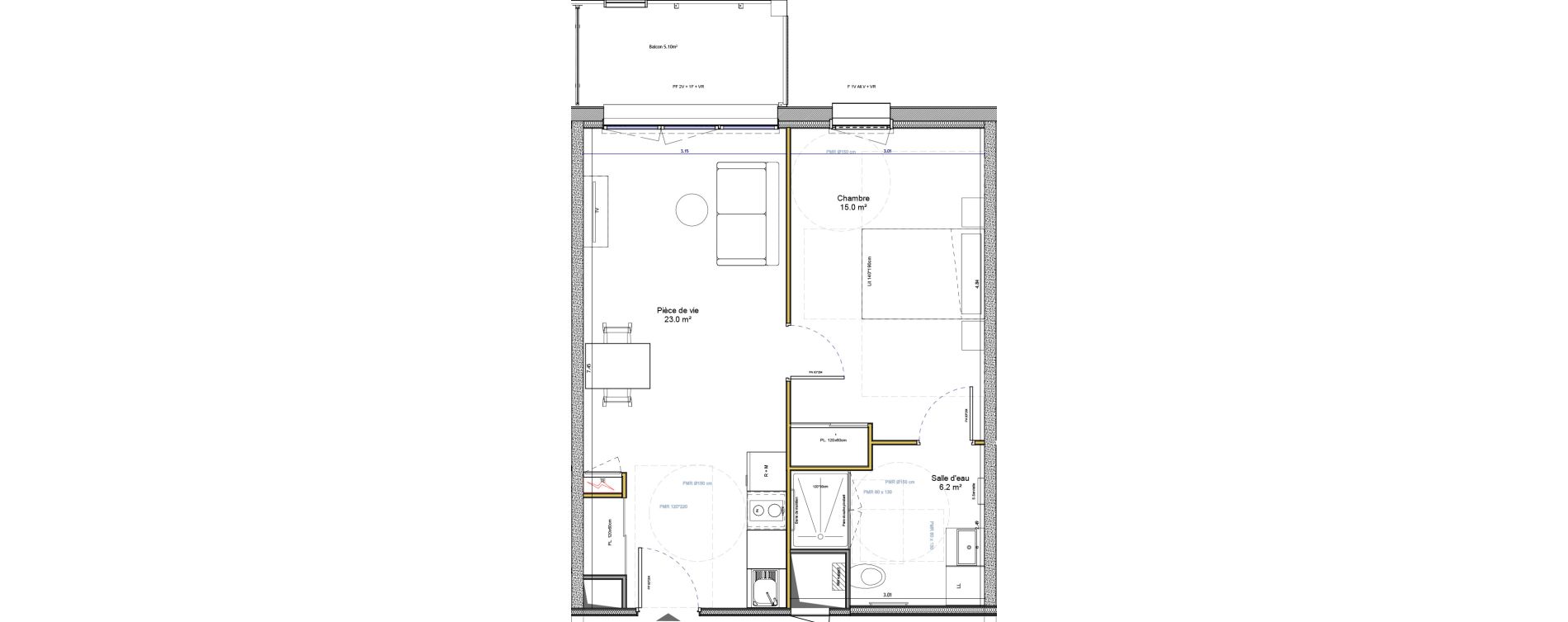 Appartement T2 meubl&eacute; de 44,20 m2 &agrave; Agen Canton sud-est