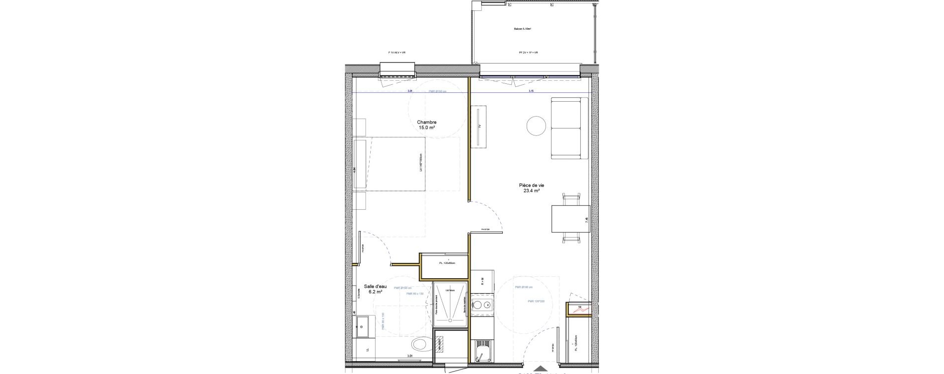 Appartement T2 meubl&eacute; de 44,60 m2 &agrave; Agen Canton sud-est