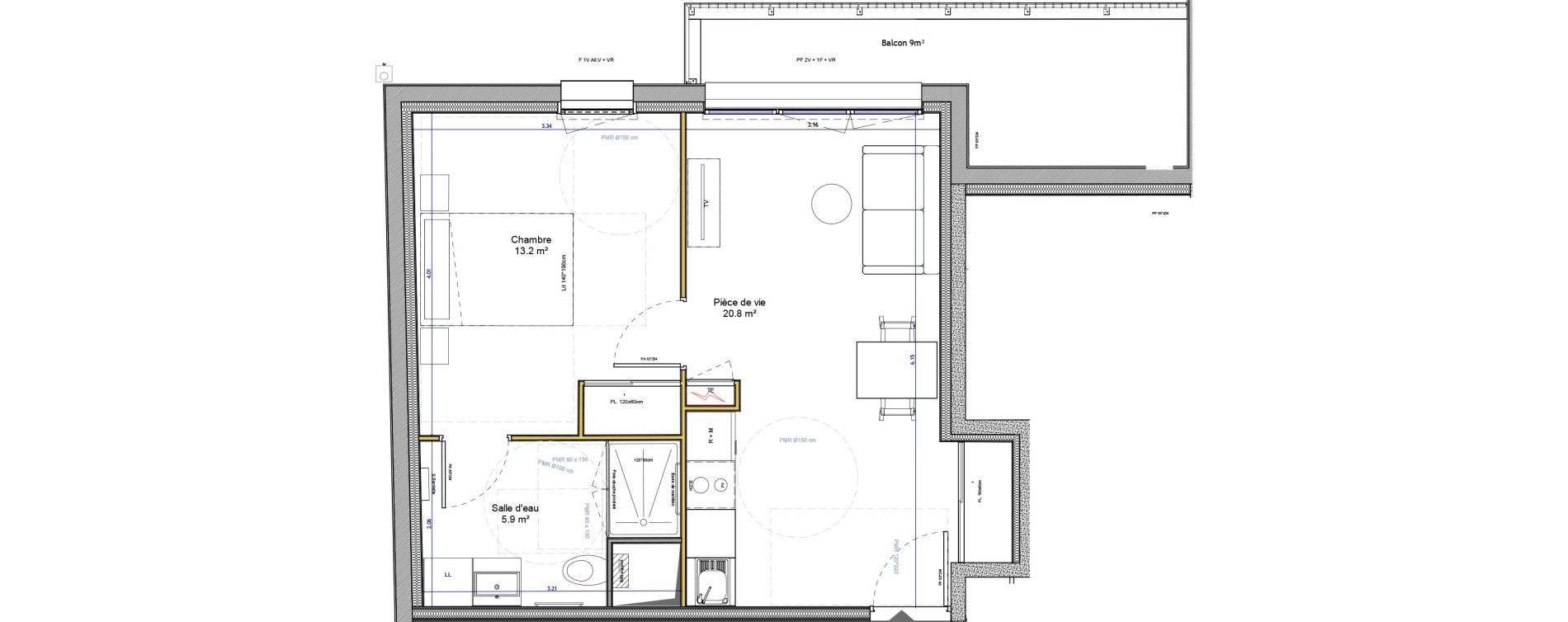 Appartement T2 meubl&eacute; de 39,90 m2 &agrave; Agen Canton sud-est