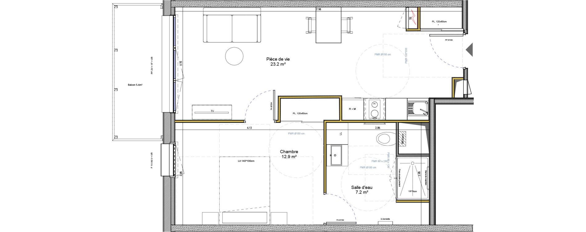 Appartement T2 meubl&eacute; de 43,30 m2 &agrave; Agen Canton sud-est