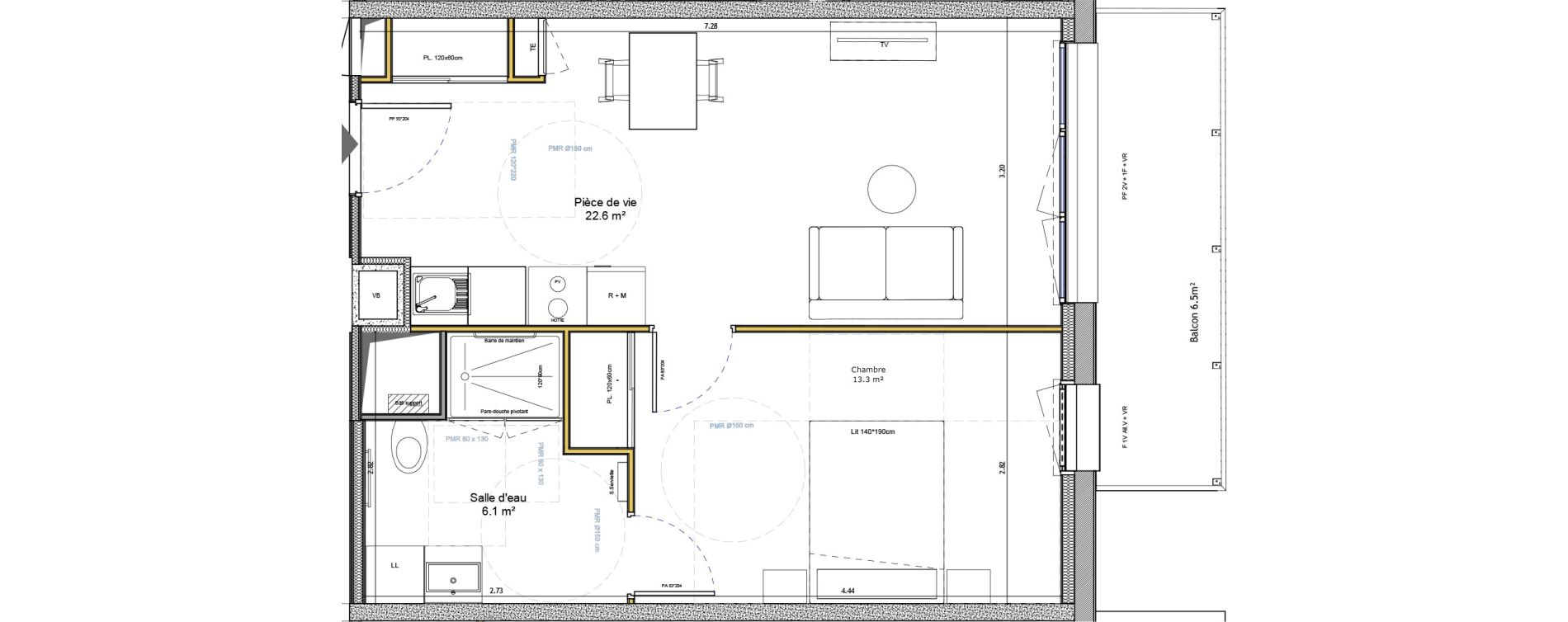 Appartement T2 meubl&eacute; de 42,00 m2 &agrave; Agen Canton sud-est