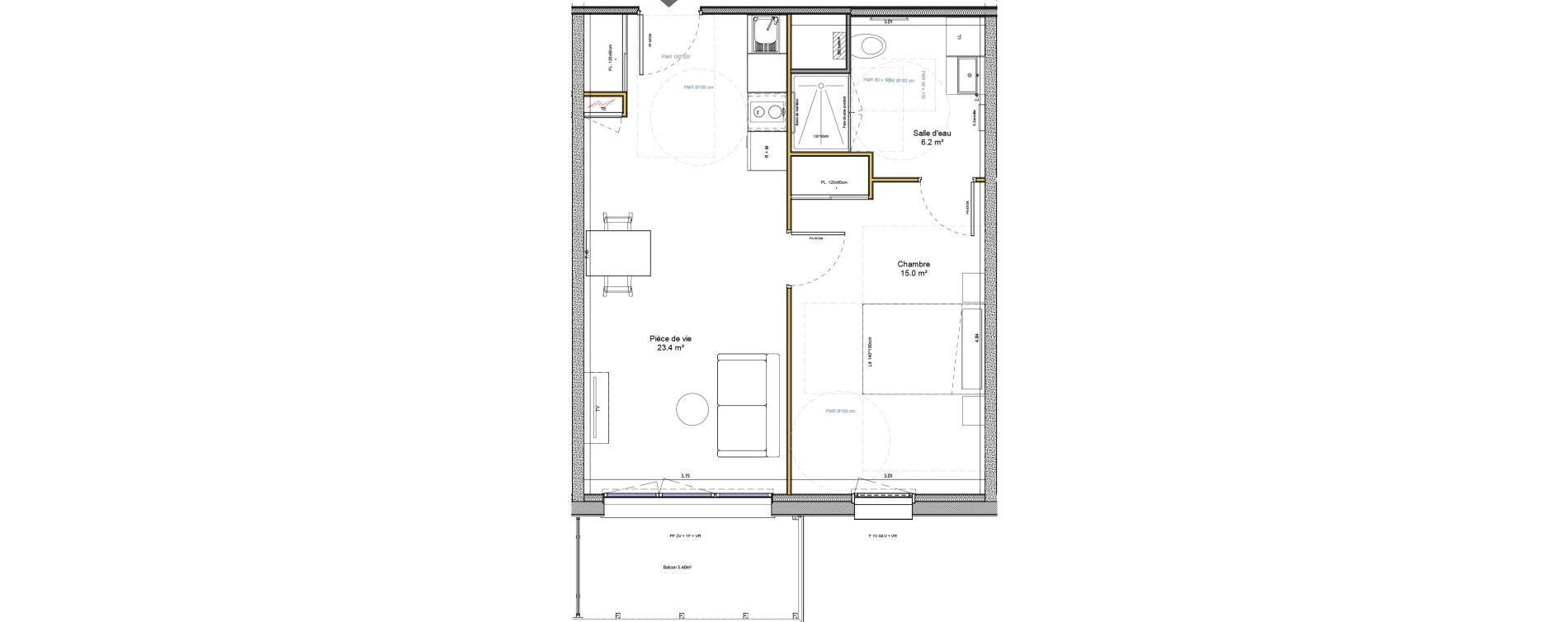 Appartement T2 meubl&eacute; de 44,60 m2 &agrave; Agen Canton sud-est