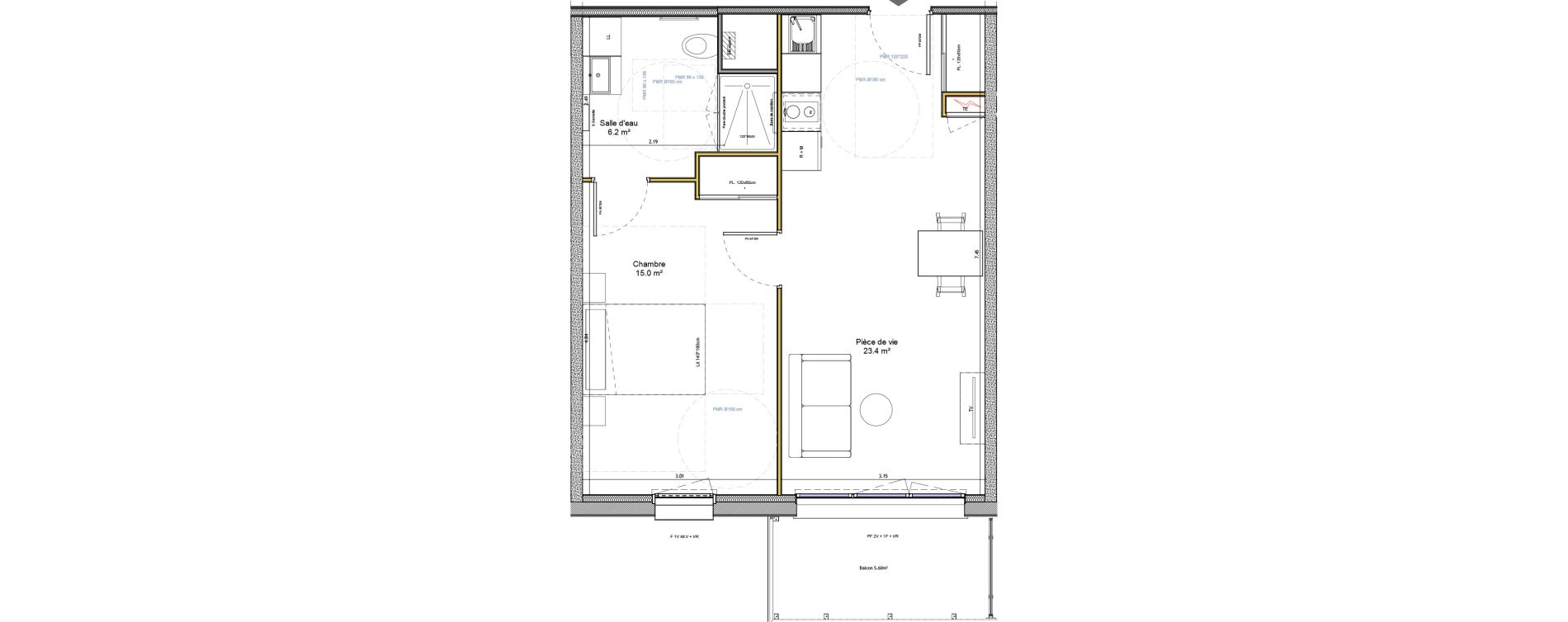 Appartement T2 meubl&eacute; de 44,60 m2 &agrave; Agen Canton sud-est