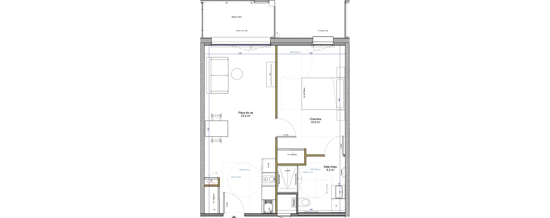 Appartement T2 de 44,60 m2 &agrave; Agen Canton sud-est