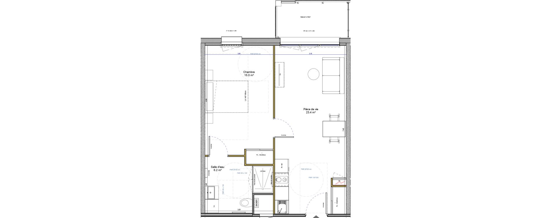 Appartement T2 meubl&eacute; de 44,60 m2 &agrave; Agen Canton sud-est