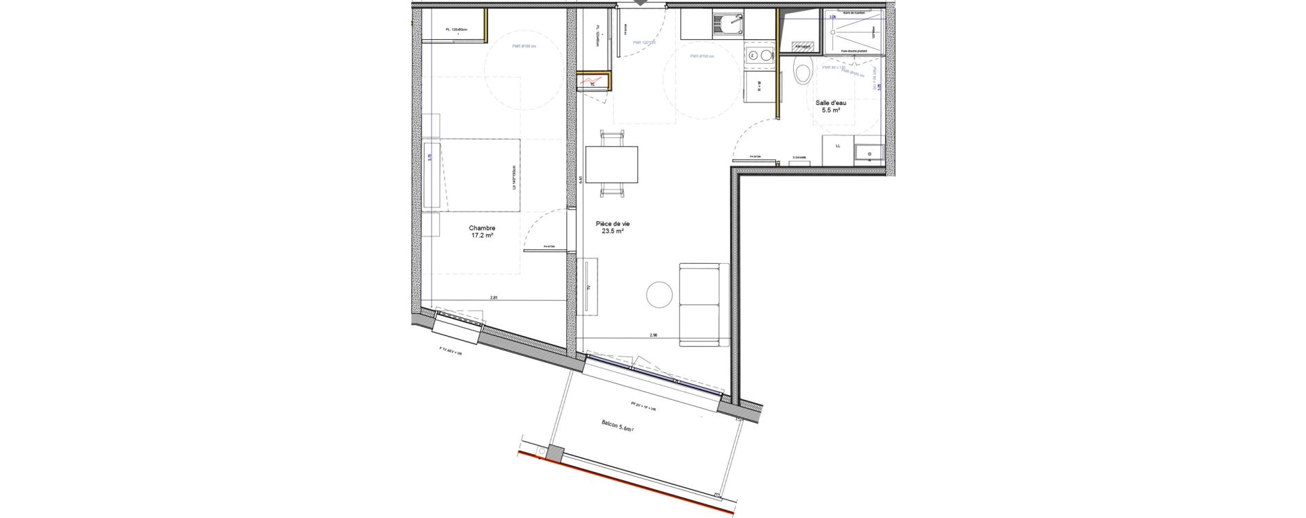 Appartement T2 meubl&eacute; de 46,20 m2 &agrave; Agen Canton sud-est