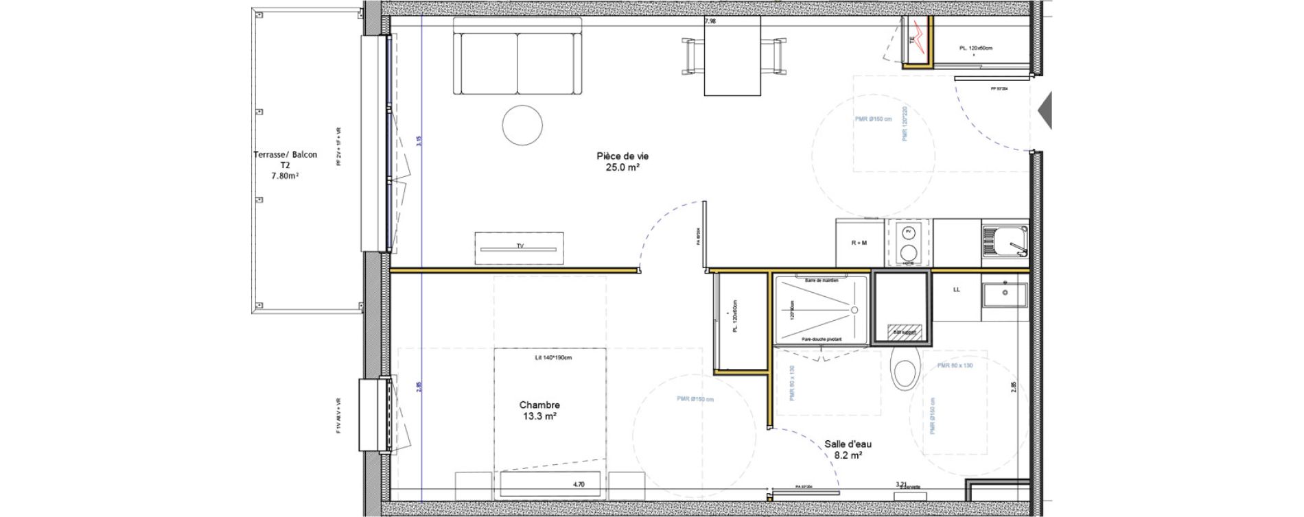 Appartement T2 meubl&eacute; de 46,60 m2 &agrave; Agen Canton sud-est