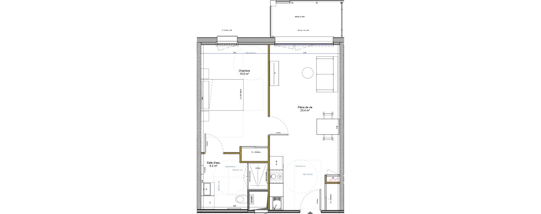 Appartement T2 meubl&eacute; de 44,60 m2 &agrave; Agen Canton sud-est