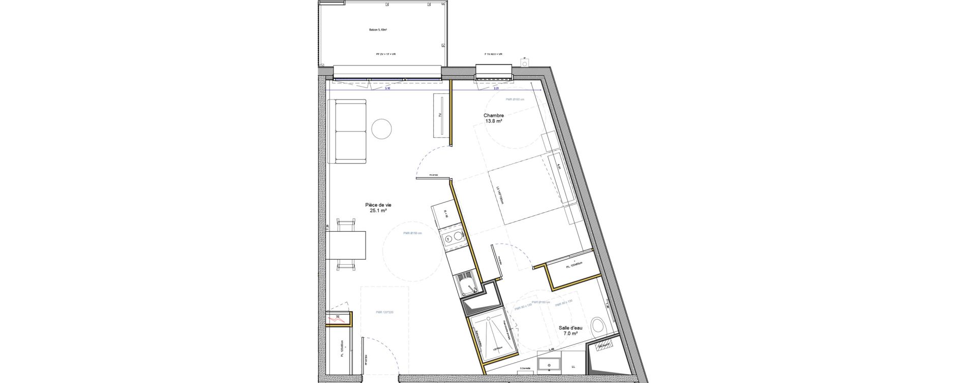 Appartement T2 meubl&eacute; de 45,80 m2 &agrave; Agen Canton sud-est