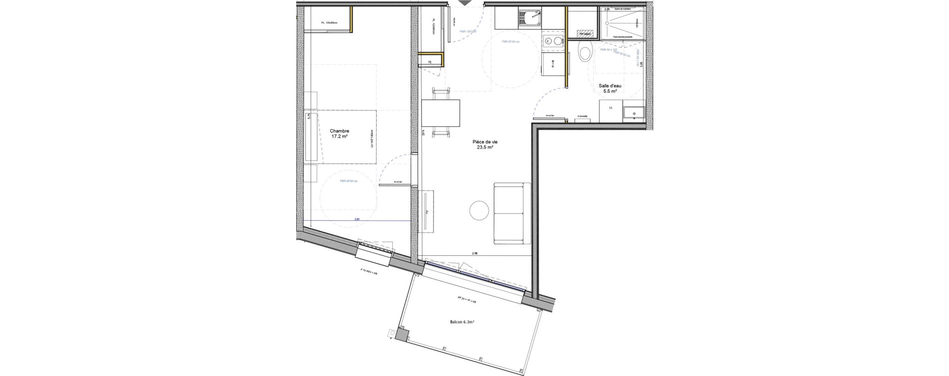 Appartement T2 meubl&eacute; de 46,20 m2 &agrave; Agen Canton sud-est