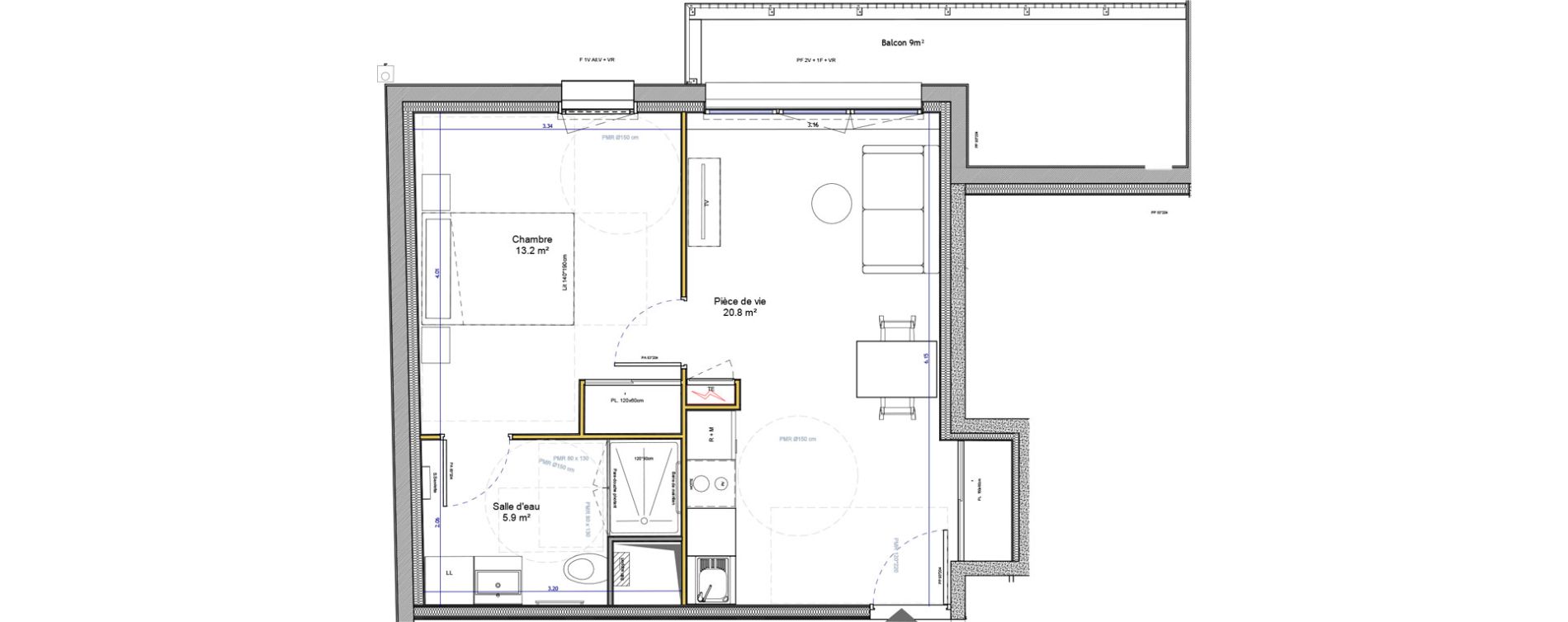 Appartement T2 meubl&eacute; de 39,90 m2 &agrave; Agen Canton sud-est