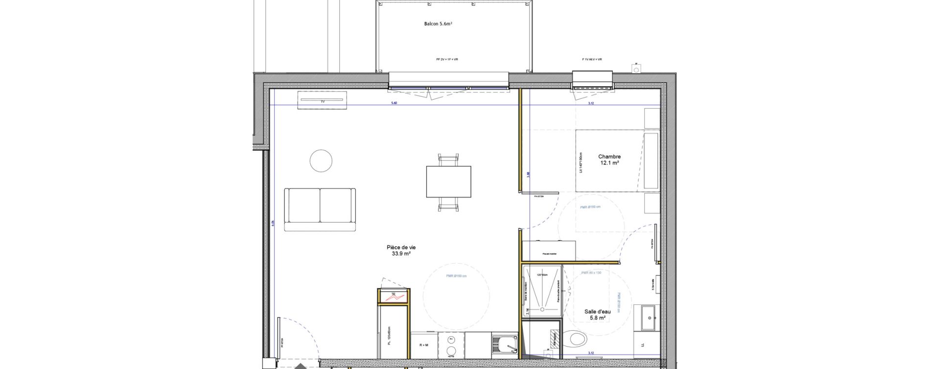 Appartement T2 meubl&eacute; de 51,80 m2 &agrave; Agen Canton sud-est