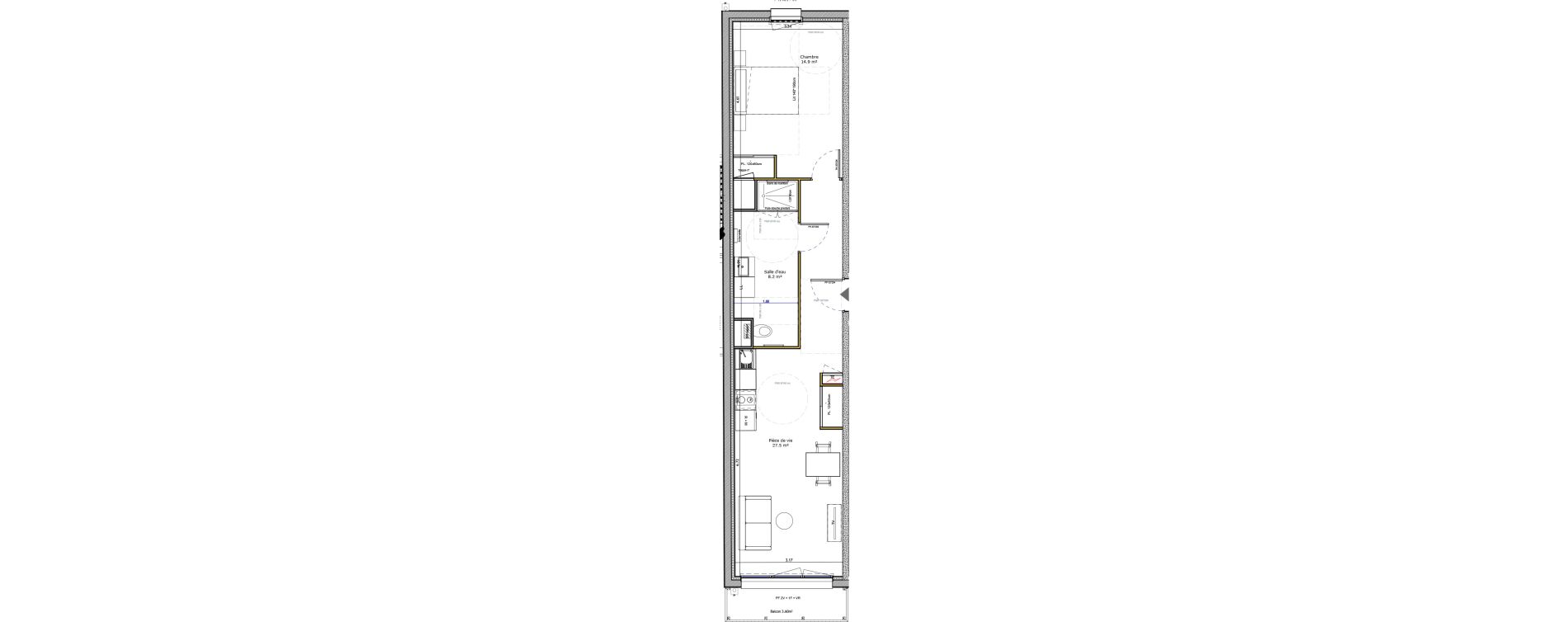 Appartement T2 meubl&eacute; de 50,60 m2 &agrave; Agen Canton sud-est