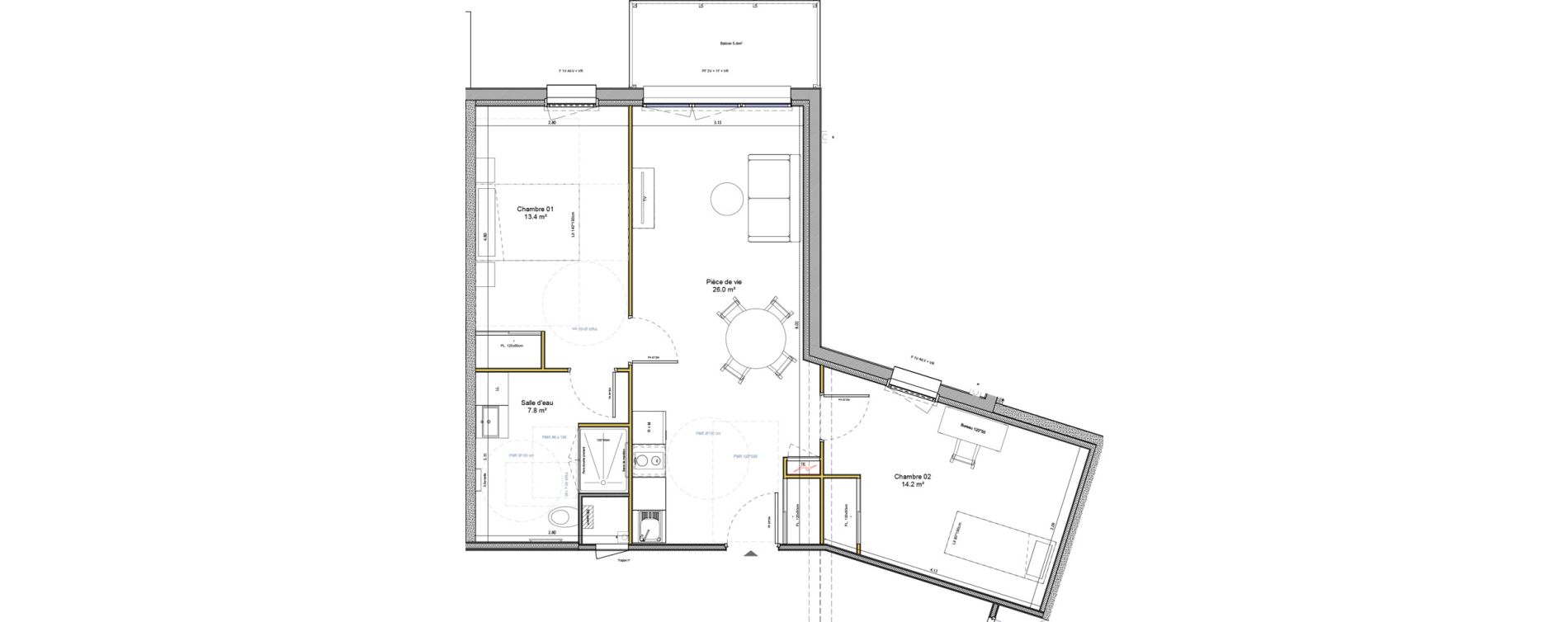 Appartement T3 meubl&eacute; de 61,40 m2 &agrave; Agen Canton sud-est