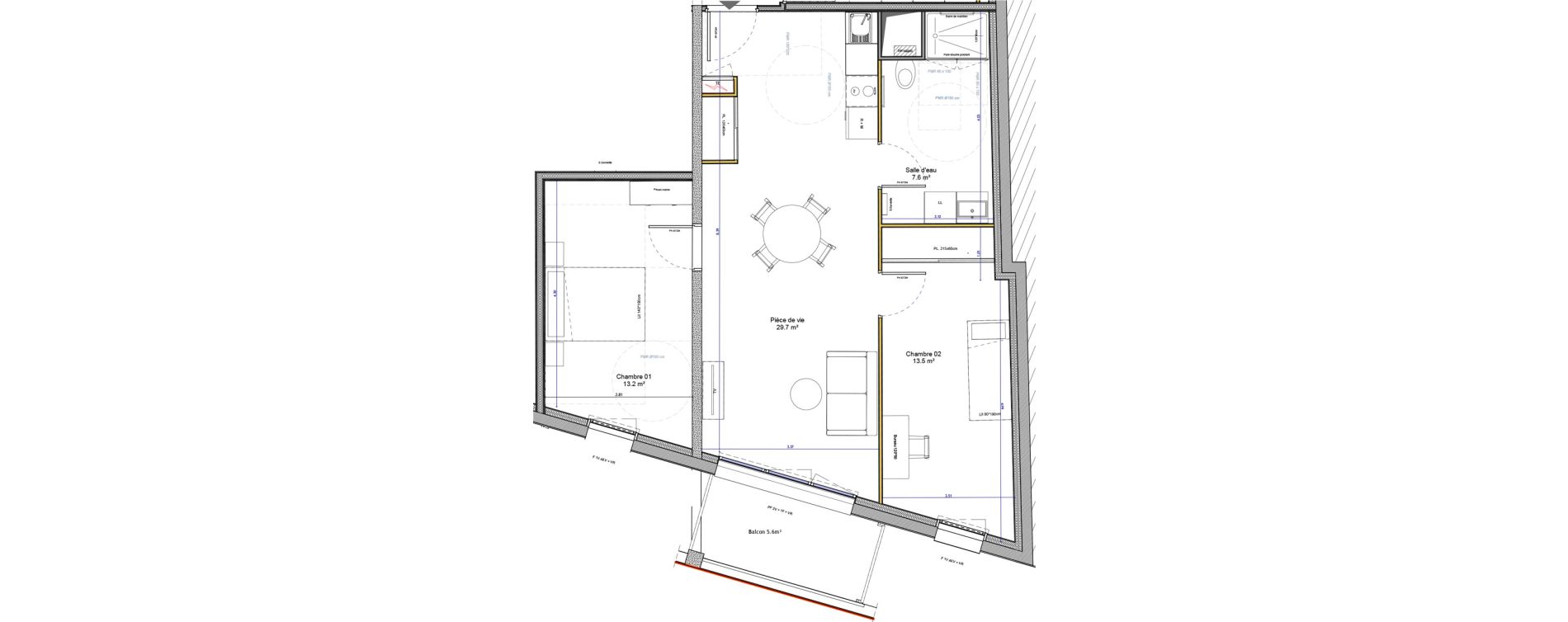 Appartement T3 meubl&eacute; de 64,00 m2 &agrave; Agen Canton sud-est