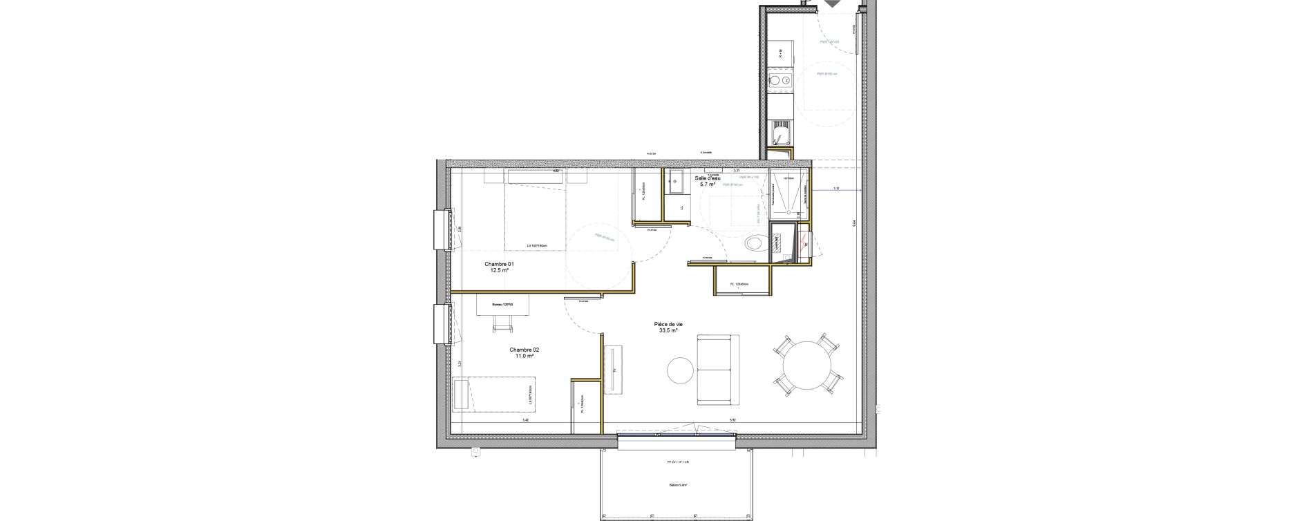 Appartement T3 meubl&eacute; de 62,70 m2 &agrave; Agen Canton sud-est