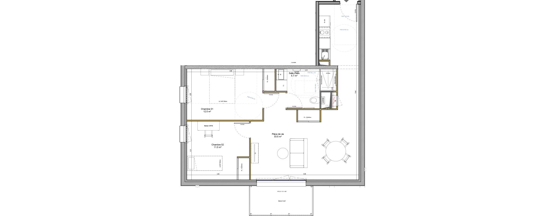 Appartement T3 meubl&eacute; de 62,70 m2 &agrave; Agen Canton sud-est