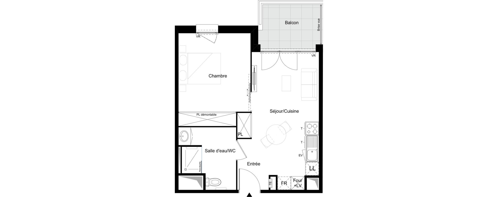 Appartement T2 meubl&eacute; de 39,84 m2 &agrave; Agen Tapie - rodrigues