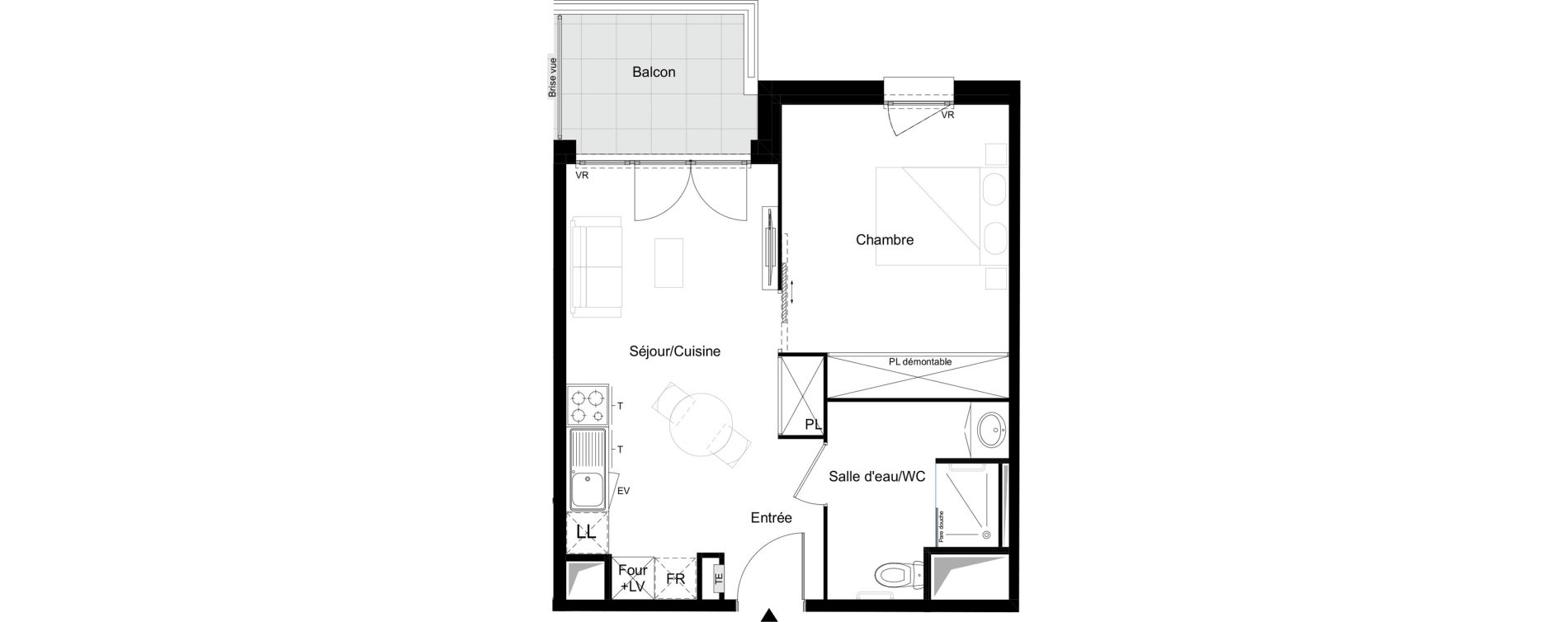 Appartement T2 meubl&eacute; de 39,84 m2 &agrave; Agen Tapie - rodrigues